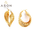 Ason Jewelry Wholesale Stainless Steel Hoop Earrings Women Non Discoloring Hypoallergenic Gold Rhombus Hoop Earrings