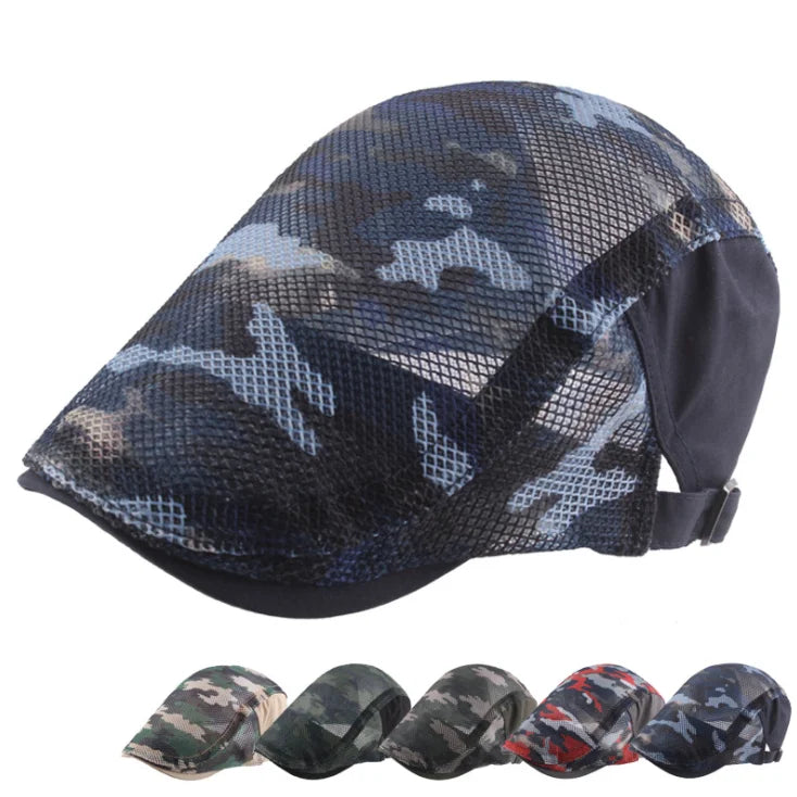 Wholesale Men and Women Spring & Summer Camouflage Mesh Hats Flat Ivy Cap Camo Hat Fashion Hats