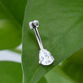 Implant Grade ASTM F136 Titanium CZ Teardrop Belly Bar Navel Ombligo Belly Piercing Jewelry