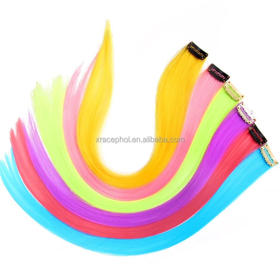 Factory Price 20inch Heat Resistant Synthetic Hair Long Straight Hair with Single Clip Extension