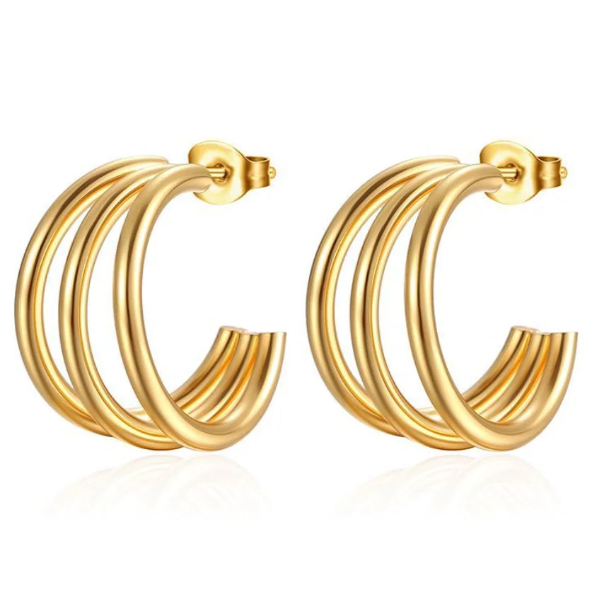 2024 Simple Style Women's Stainless Steel  Geometric Earring 18 Gold Plated  Wholesale Jewelry