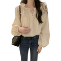 French Retro Niche Design Top Custom Plain T Shirt Casual Shirts Tops Elegant Blouse Women