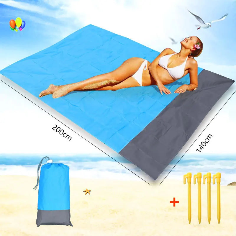 Outdoor Portable Cheap Sand Free Foldable Waterproof Beach Mat Custom Logo Durable Sand Proof Beach Blanket