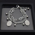 Double Layer Virgin Mary Punk Stainless Steel Bracelet Trendy Niche Design Hip Hop Style Fashion Couple Jewelry Unisex Gift