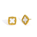Wholesale Custom 18K Gold Plated Stainless Steel Stud Earrings Classic Mother Pearl Lucky Four Leaf Clover Gift Anniversary