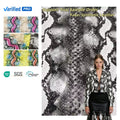 PFAS FREE Waterproof Printed Laminated Synthetic Leather Snake Skin Design Pu Polyester Spandex Fabric Stretch Garment
