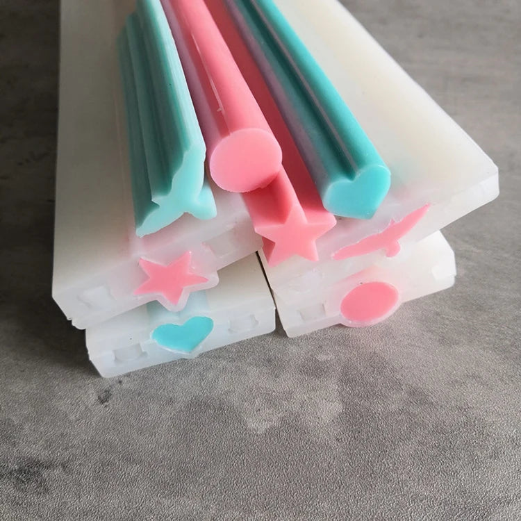 YS DIY 3D Heart Round Star Various Shapes Silicone Tube Soap Mold Eagle Pipe Mould  Candle Candy Cake Resin Crafts Tools 1.5cm