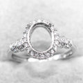 Sterling Silver 7*9mm Semi Mount Ring Empty Frame Blank Support Claws Setting S925 Base Holder Without Center Stone for Inlay
