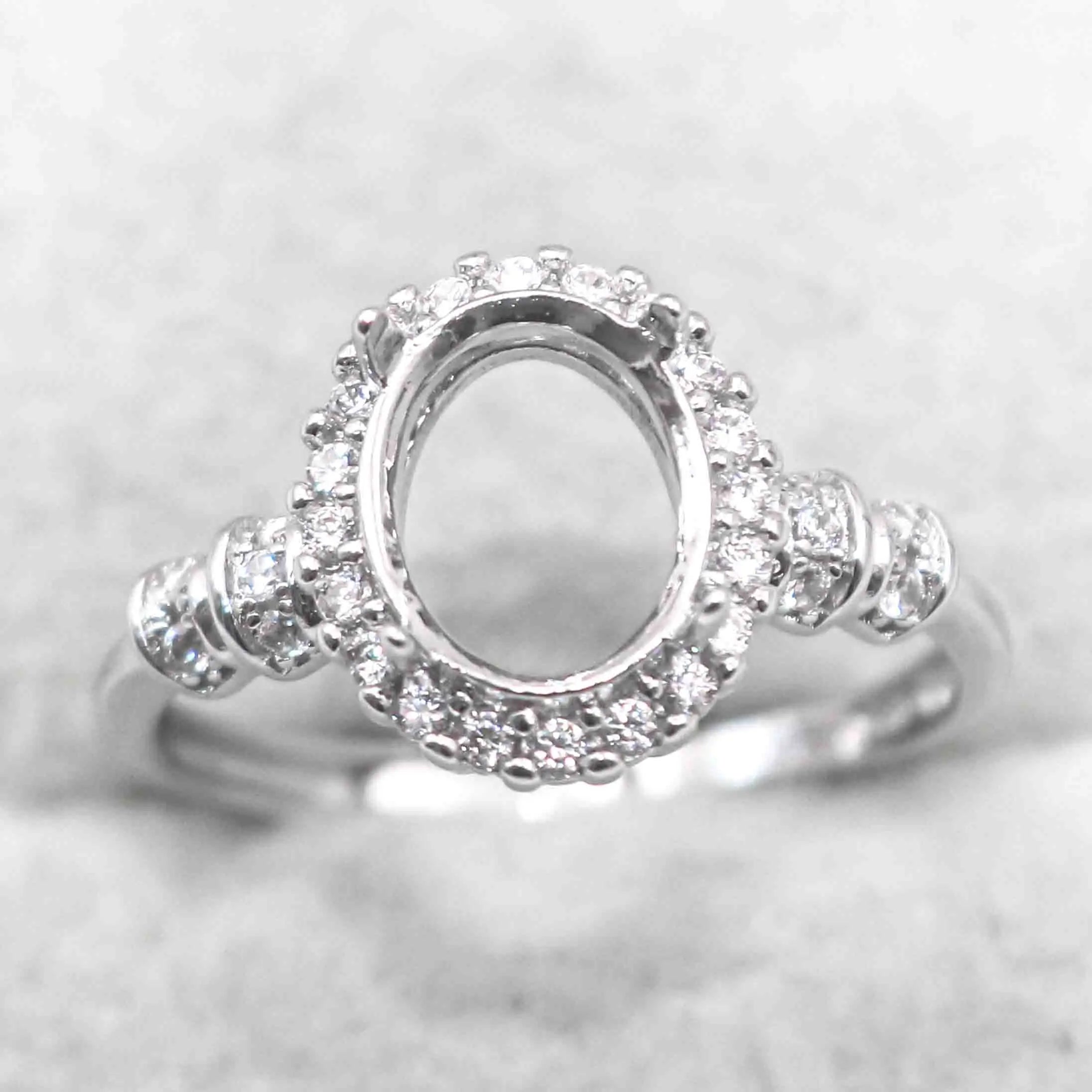 Sterling Silver 7*9mm Semi Mount Ring Empty Frame Blank Support Claws Setting S925 Base Holder Without Center Stone for Inlay