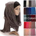 New Design Pure Color Malaysia Tudung Hot Rhinestone Pearl Chiffon Islamic Ladies Headscarf Wholesale Muslim Women's Hijabs