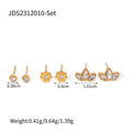 J&D Stainless Steel Jewelry Minimalist Crystal Cubic Zircon Stone Flower Leaf Stud Earring Set Summer