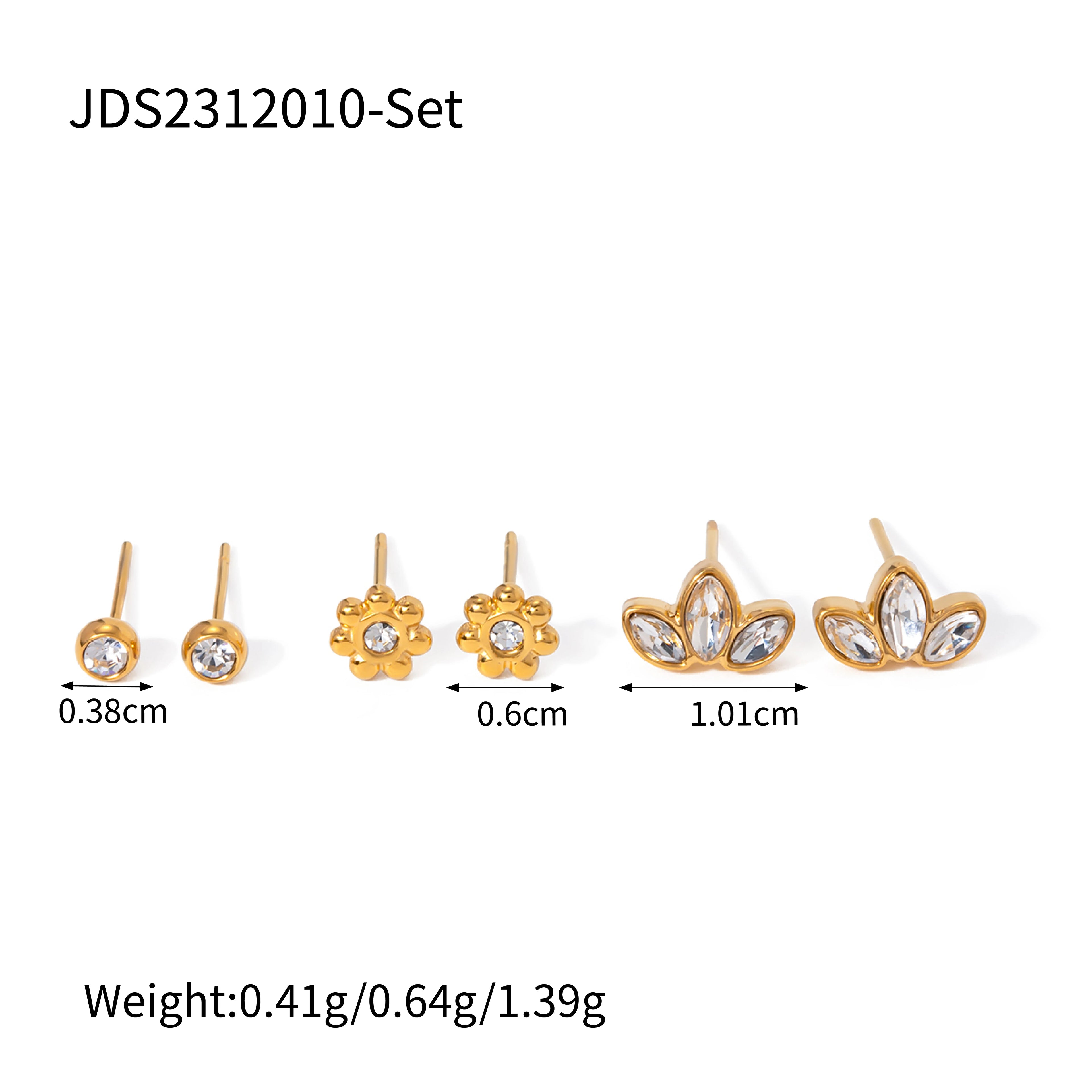 J&D Stainless Steel Jewelry Minimalist Crystal Cubic Zircon Stone Flower Leaf Stud Earring Set Summer