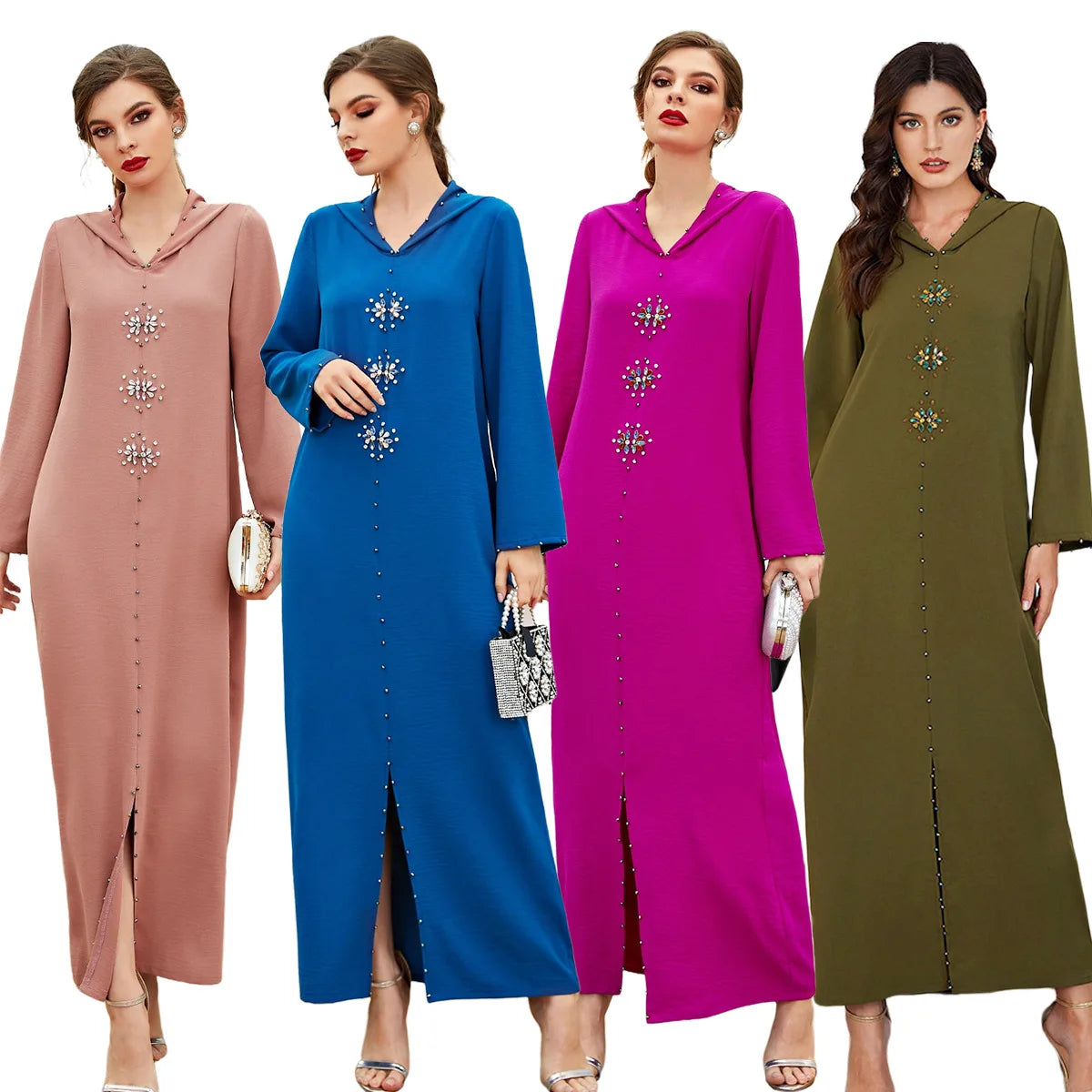 Multicolor Handmade Beaded Morocco Style Long Party Colourful Abaya