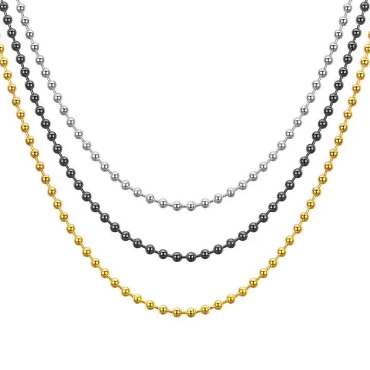 Wholesale Factory Customized Stainless Steel Jewelry Fashion Titanium Steel 18K Gold Plated Women's Bead Necklace for Women