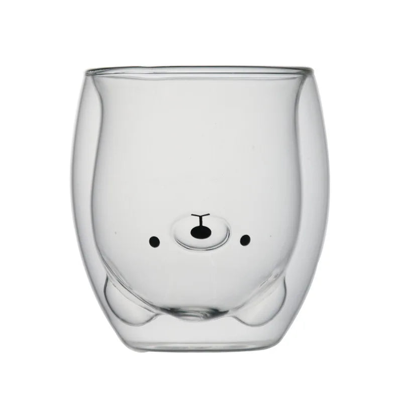 Cartoon Bear Glass High Borosilicate Heat Resistant Double Cup Coffee Cup Juice Cup Beer Glass