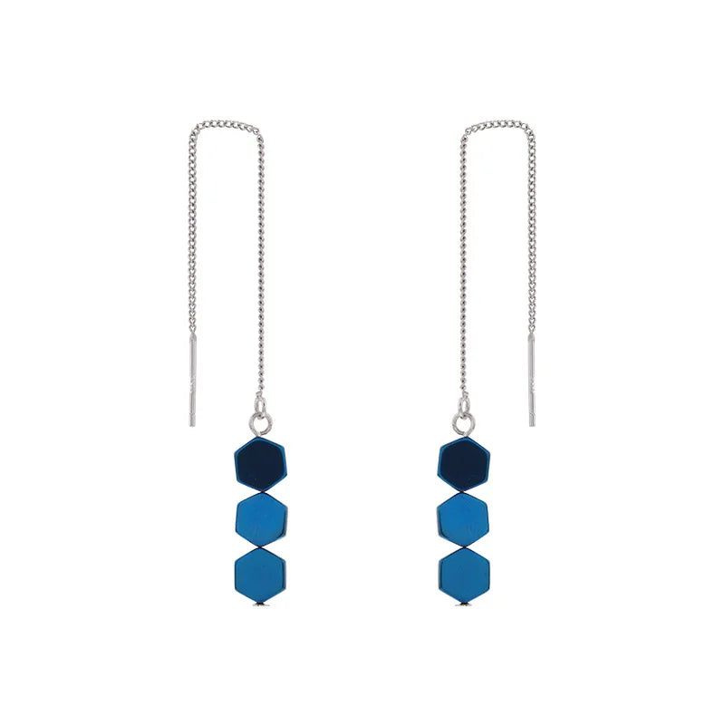Hot Sale Long Geometric Tassel 925 Sterling Silver Drop Earrings for Women Fashion Jewelry 2021