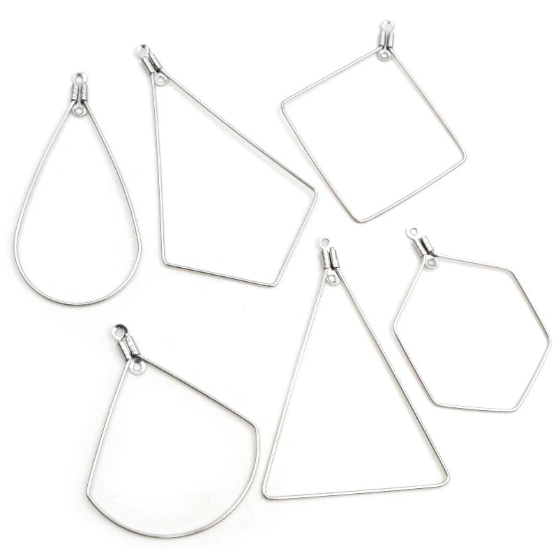 30pcs/lot Geometric Shape Never Fade Stainless Steel DIY Drop Connector Findings Clasps Hooks Jewelry Making Accessories