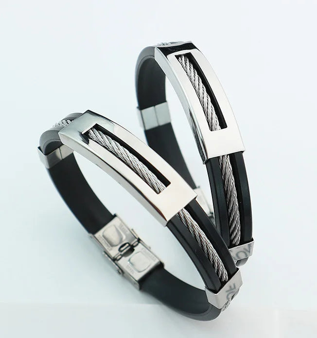 Wholesale Hot Punk Cord Stainless Steel Bracelet for Men