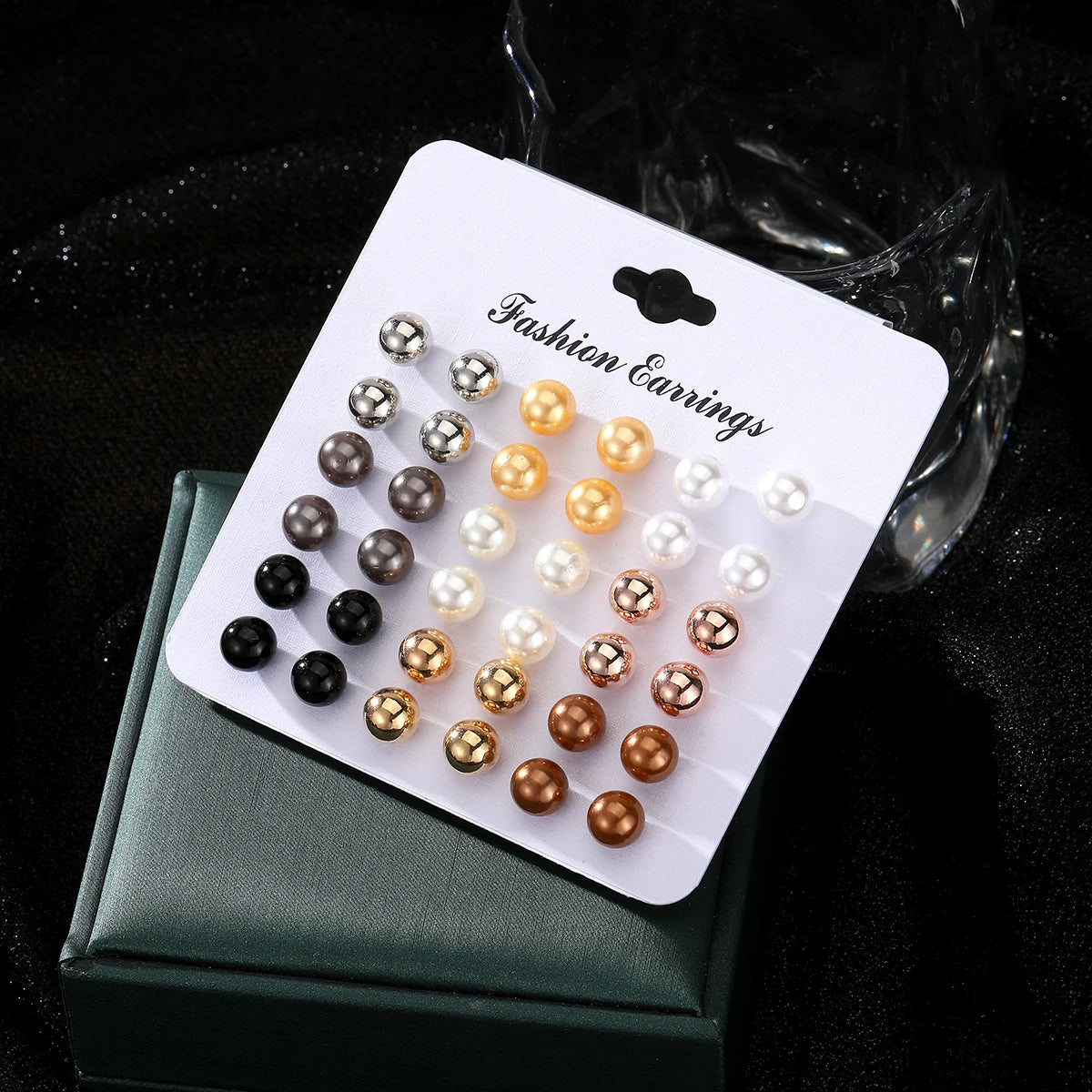 VKME 18Pcs/Set Mixed Multicolor Pearl Earrings Set