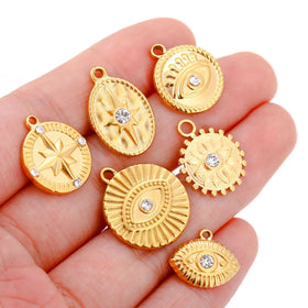 Stainless Steel Three-dimensional Horse Eye Demon Eye Shaped Pendant 18K Vacuum Gold-plated DIY Accessory
