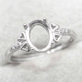 Sterling Silver 7*9mm Semi Mount Ring Empty Frame Blank Support Claw Setting S925 Base Holder Without Center Stone for DIY Inlay