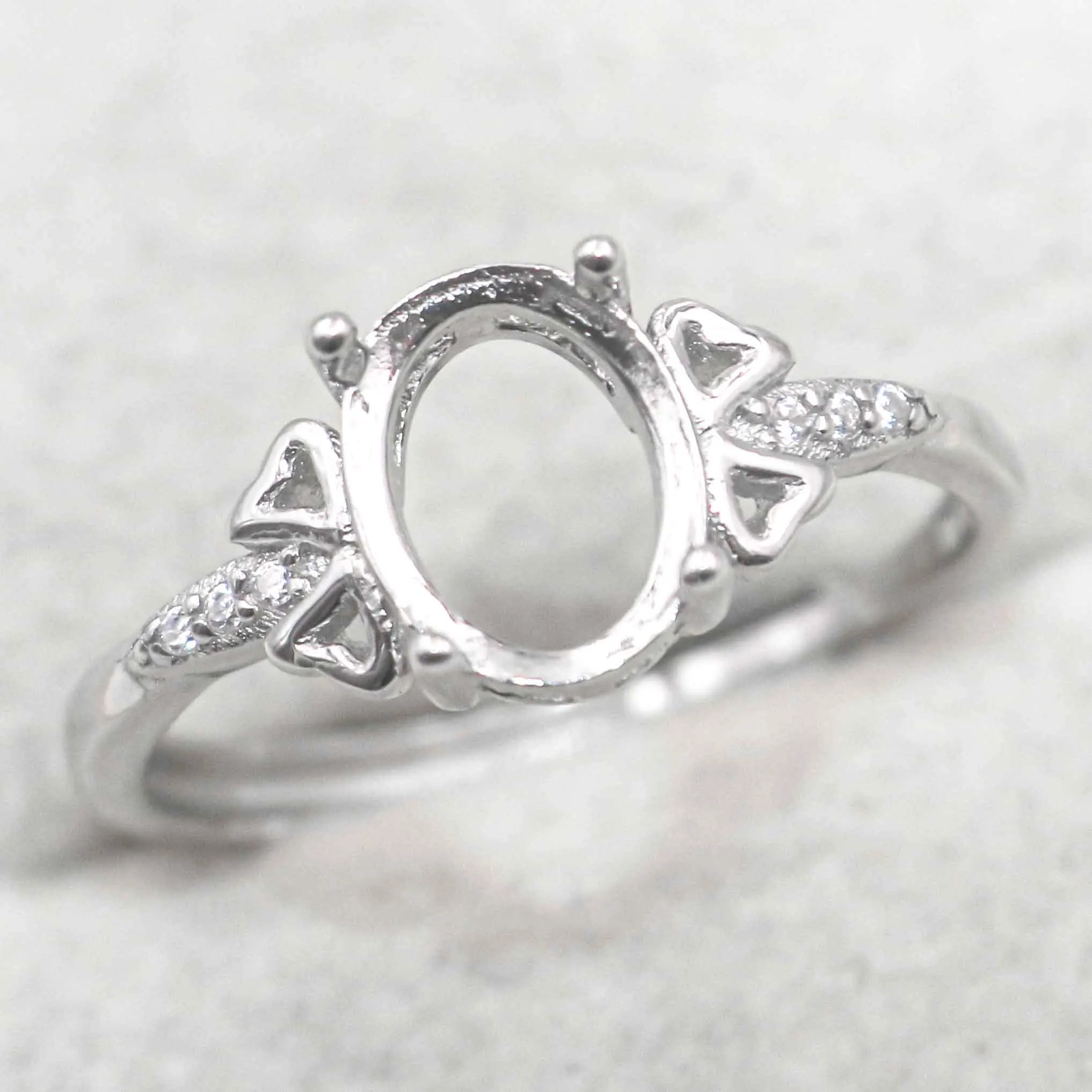 Sterling Silver 7*9mm Semi Mount Ring Empty Frame Blank Support Claw Setting S925 Base Holder Without Center Stone for DIY Inlay