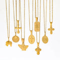 High End PVD Plated Geometric Irregular Oval Angel Elephant Cross Necklace Stainless Steel  Minimalist Trendy Jewelry