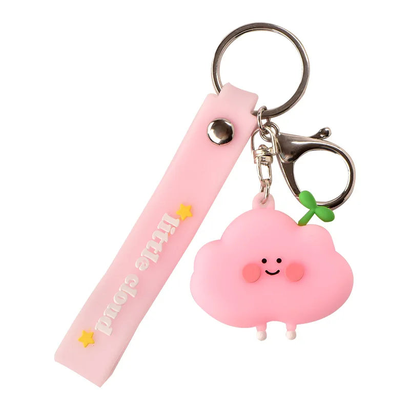 Wholesale Cute Rubber Key Chain Cartoon Cloud Key Chain for Women Car Bag Accessories Key Ring