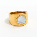 Joolim Jewelry 18K Gold Plated Stainless Steel Round Shell Band Rings for Women Tarnish Free & Waterproof