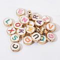 Double Face Alphabet Letter Enamel Charms Gold Color 10mm Pendants Jewelry Making Handmade Craft Accessories