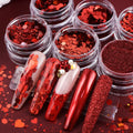 2024 New 6 Grids Colorful Valentine Design Nail Sequins Romantic Love Heart Glitter Sequins for Nail Art Decoration