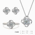 G2038 Fashion Hot Selling Women Gift Love Knot Necklace Earrings Rings Set Inlaid With Zircon Four Leaf Clover Jewelry Sets