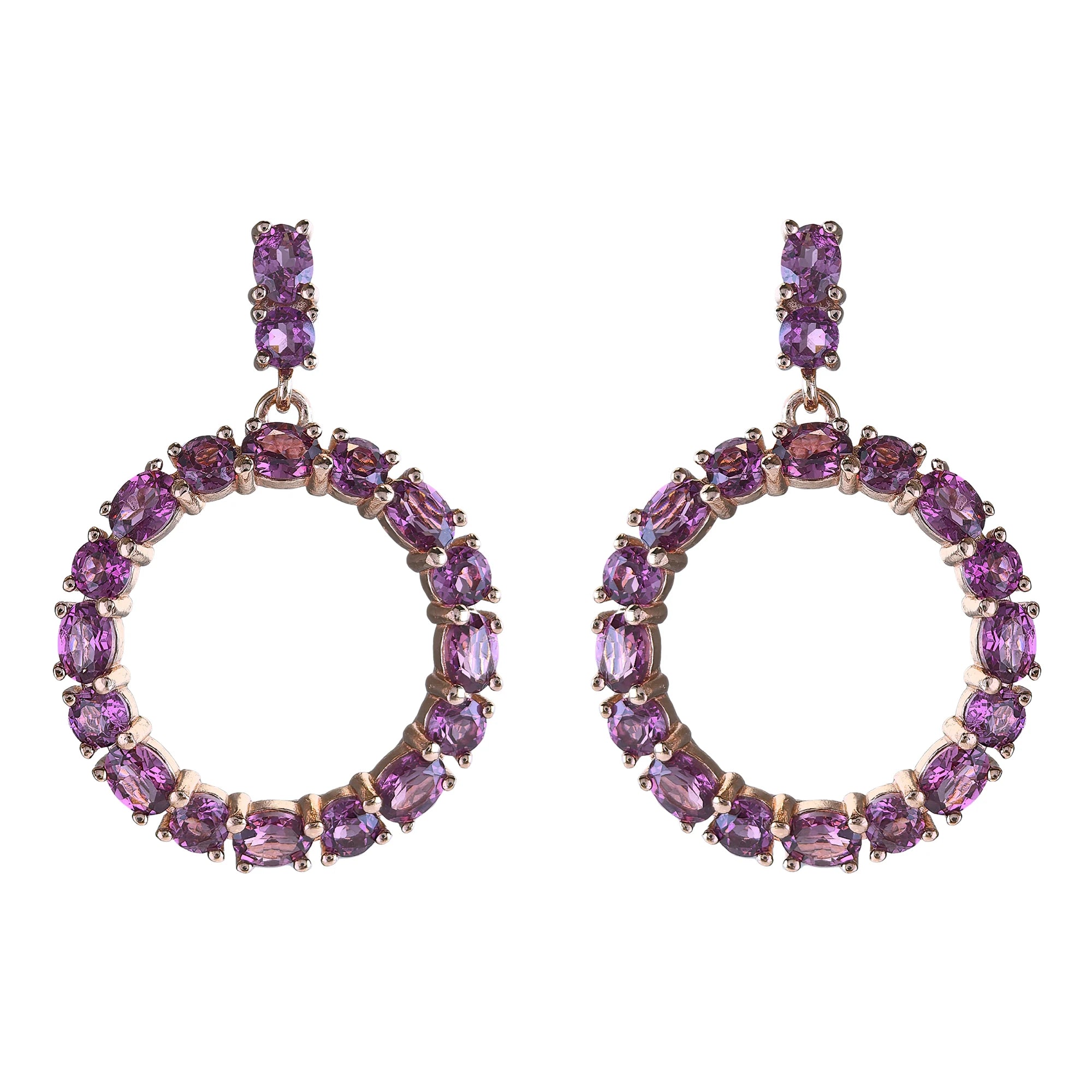 Factory Wholesale Rose Gold Plated 925 Sterling Silver Natural Pyrope Drop Earrings for Women Anniversary Gift Party Wear