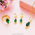 Gold  Gold-Plated Inlaid Gemstone Necklace Emerald Ruby All-Match Female Ring Female Necklace Earrings Three-Piece Set