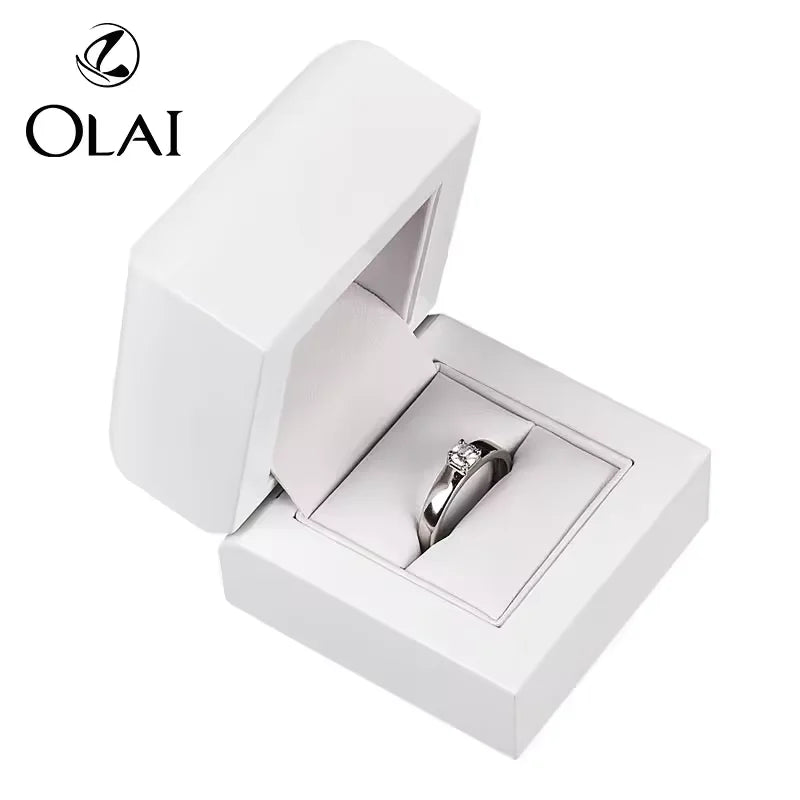 Glossy White Luxury Bride Engagement Wedding Ring Box Glossy White Jewellery Ring Box