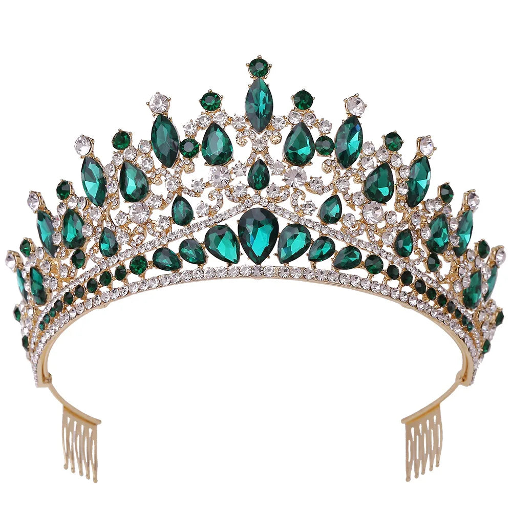 New Bling Wedding Crown  with Comb Pageant Party Diadem Tiara With Zirconia Crystal Elegant Woman Tiaras Crowns R