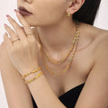 Ganku  Stainless Steel Small Flower Handmade Chain Colorful Enamel Necklace Bracelet Anklet Suit Accessories Daily Wear