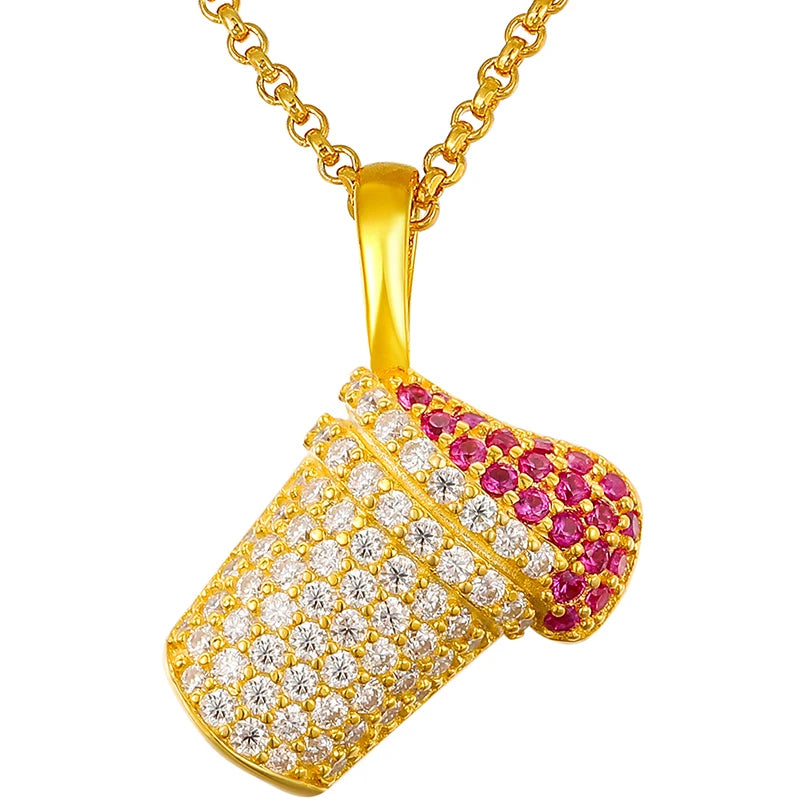 Drop Shipping Fashion Jewelry Gold Plated Silver 925 VVS Moissanite Cup Charm Pendant