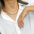 Simple Design 18K Gold Plated Stainless Steel Zircon Jewelry Necklace Thin Cuban Chain Necklace Bracelet Set
