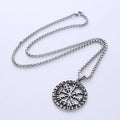 Vintage Stainless Steel Jewelry Rune Algiz Compass Viking Necklace Pendant