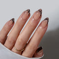 BTArtbox Soft Gel Leopard French Tip XCOAT Press on Nails Wholesale Short Almond Cat Eye French False Fake Nails Press on