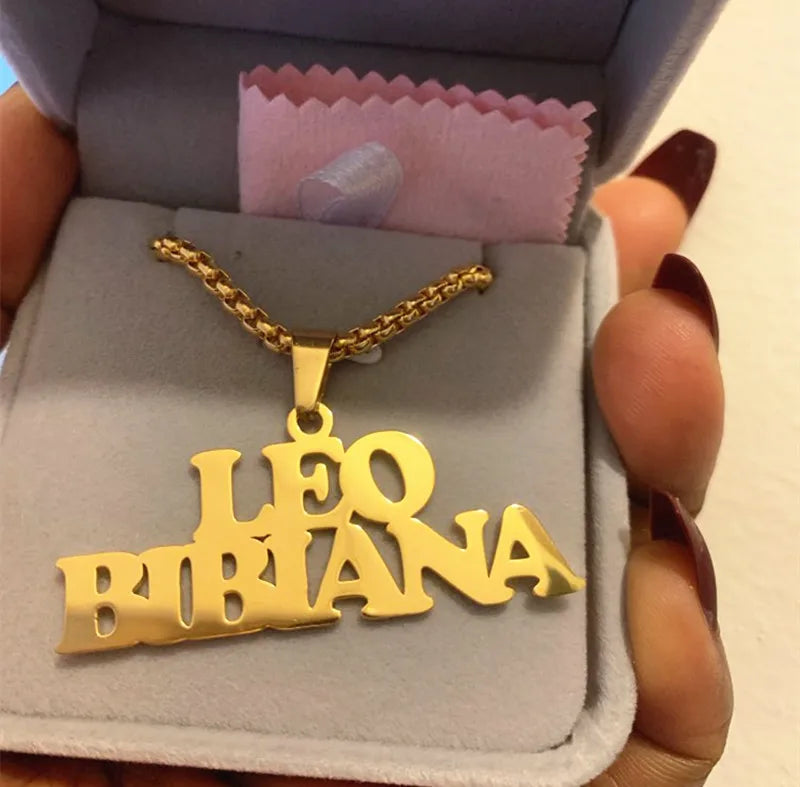Custom Name Necklace Waterproof Stainless Steel Bold Pendent with Gold Plating Hip Hop Style Anti-Tarnish Jewellery