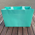 Customized Green Shopping Paper Bag With Gold Ribbon Handle for Boutique Retail and Brand Logo Printing