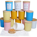 High Quality Modern Custom Print Logo Empty Pink Glass Container Candle Jars for Candle Making with Bamboo Wooden Lids