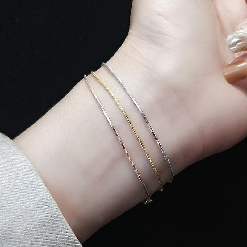 Wholesale Fashion Stainless Steel IP Plating 18K Gold Plated 1mm Snake Chain Bracelet