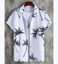 Customized Summer Men's Casual Shirt Short Sleeve Striped Printed Design Polyester Broadcloth Fabric Breathable & Eco-Friendly MegaBDM