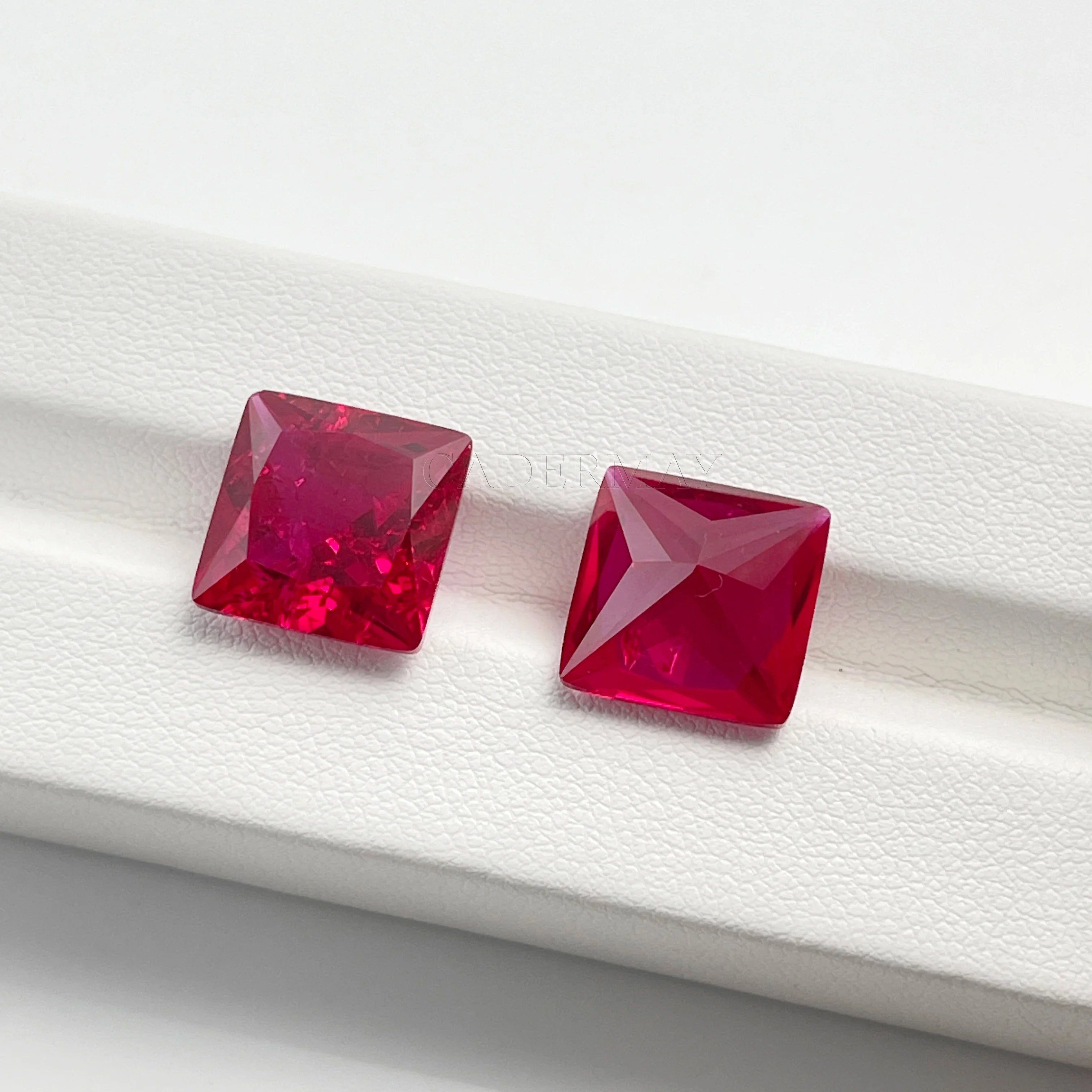 Wholesale Synthetic Ruby Gemstone Square Princess 4x4mm-12x12mm Lab Created Ruby Loose Stone With Minor Cracks and Inclusions