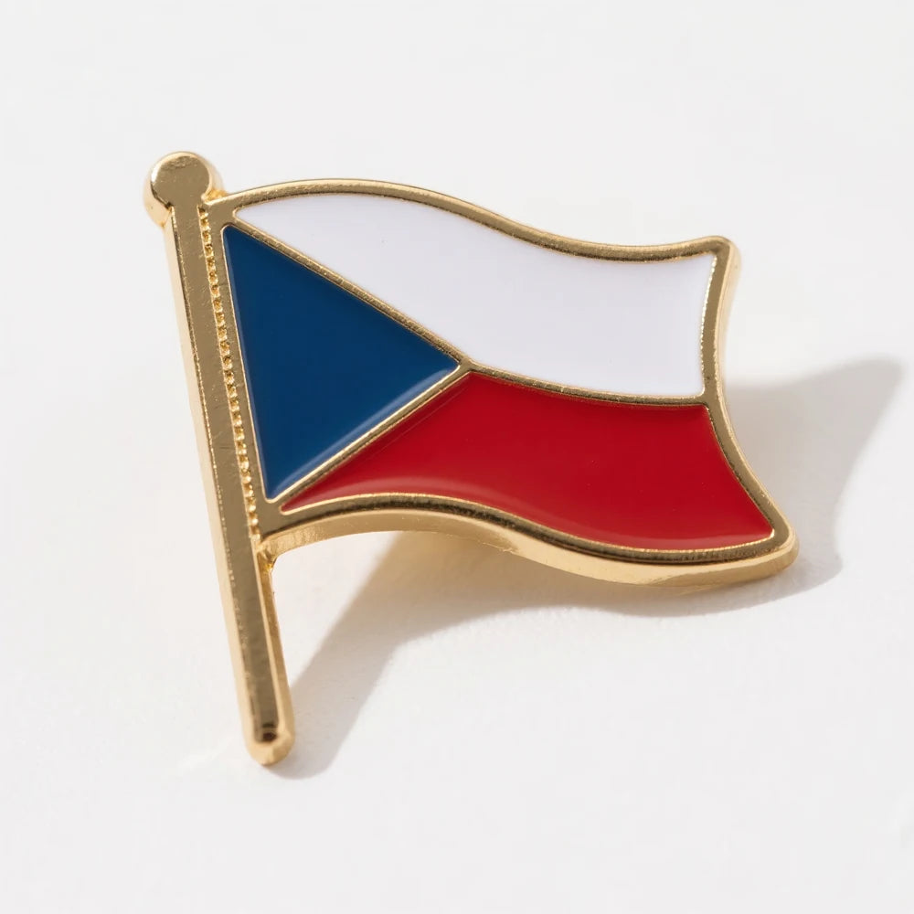 Factory Cartoon Metal Craft for Lapel Pin Brooch Cute Backing Card Enamel Pins Hard Soft Czech Republic Flag Enamel Pins