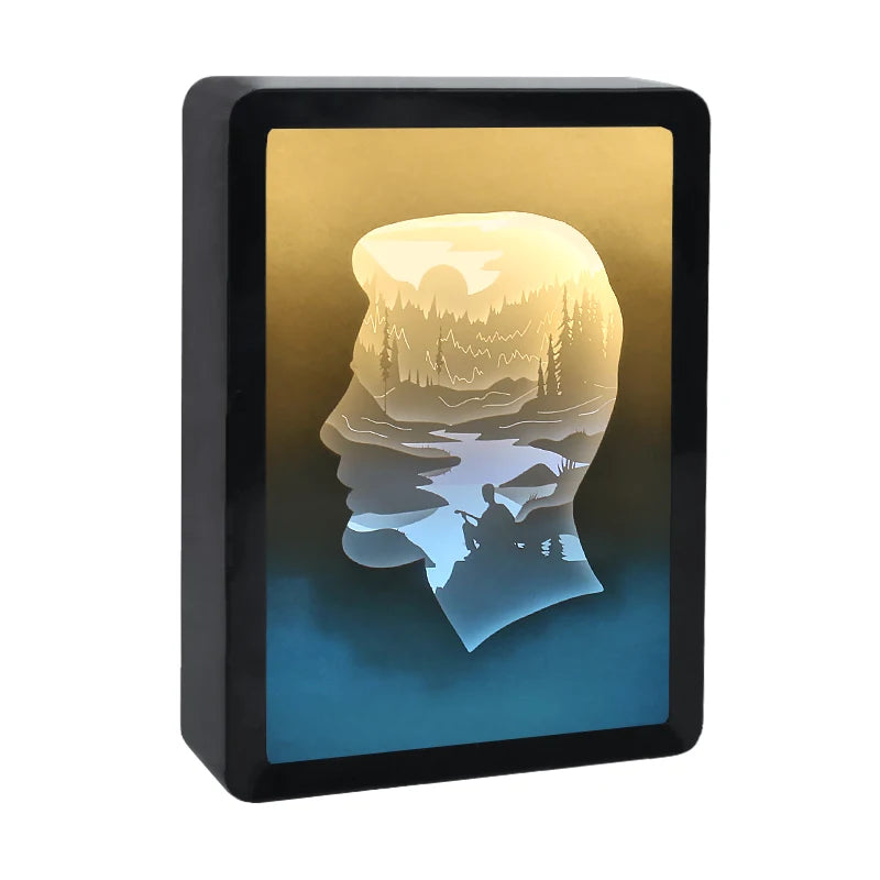 2025 New Arrival Product 3D Paper Craft Shadow Led Light Box Frame Promotional Gift Item With Gift Box