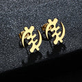 Stainless Steel Adinkra Gye Nyame Stud Earrings Popular Gold Plated African Ghana Ethnic Symbol Statement Earrings Jewelry